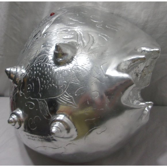 Vintage Arthur Court Silver 1977 Carnelian Eye Koi Fish Footed Shell Bowl Basket - Picture 5 of 10